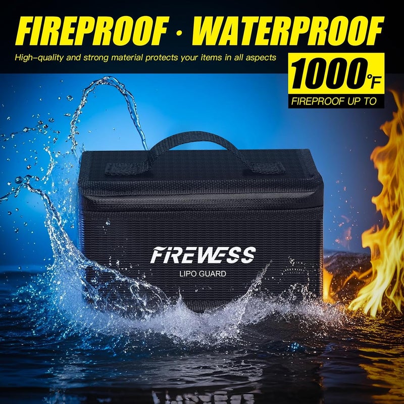 FIREWESS 2 Pack Lipo Safe Bag Fireproof, lithium battery bag fireproof and Explosionproof, Lipo Battery Storage Guard Safe Pouch for Charge and Storage - Image 3